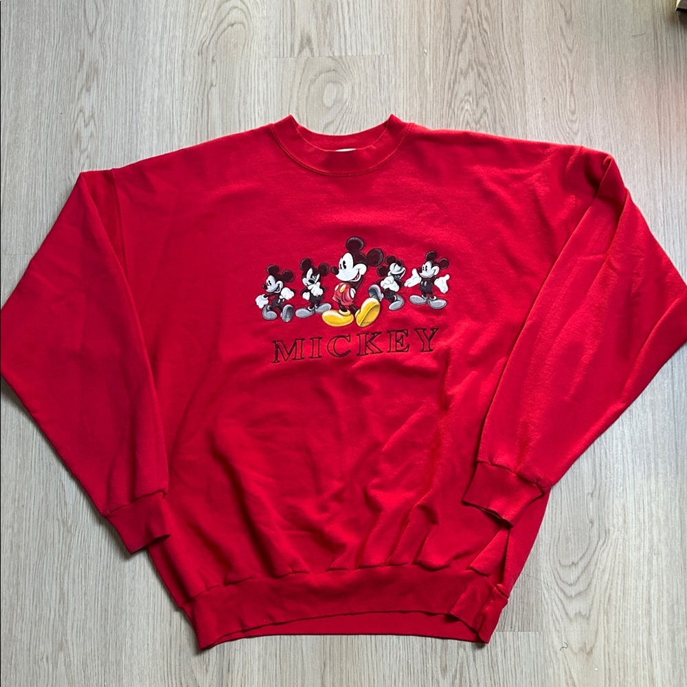 Vintage Disney Red Crewneck Sweater with Mickey Mouse Design size XL